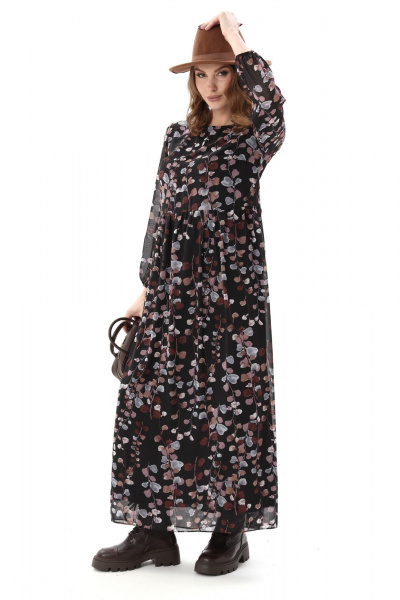 Платье NikVa 801-7 листья мультиколор - фото 8