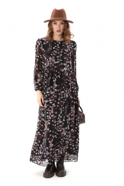 Платье NikVa 801-7 листья мультиколор - фото 7