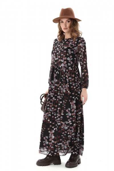 Платье NikVa 801-7 листья мультиколор - фото 5