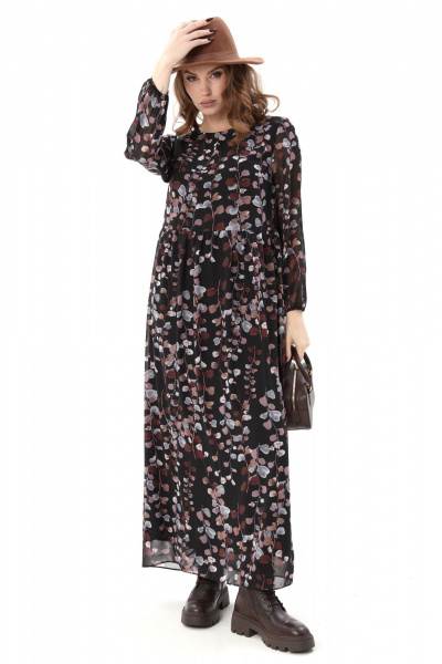 Платье NikVa 801-7 листья мультиколор - фото 4