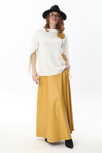 Джемпер, юбка NikVa 952-4 молоко и горчица - фото 1