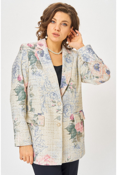 Брюки, жакет БелЭльСтиль 762-3_24_22+596-2_79_22 молочный твид - фото 5