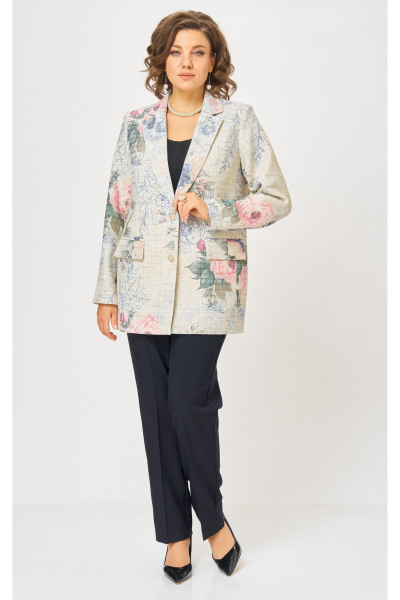 Брюки, жакет БелЭльСтиль 762-3_24_22+596-2_79_22 молочный твид - фото 1