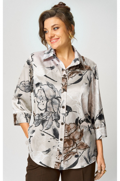 Блуза, брюки БелЭльСтиль 877-3_26_22+601-2_88_22 бежево-коричневый - фото 6