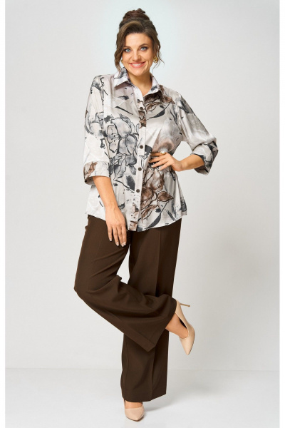 Блуза, брюки БелЭльСтиль 877-3_26_22+601-2_88_22 бежево-коричневый - фото 2