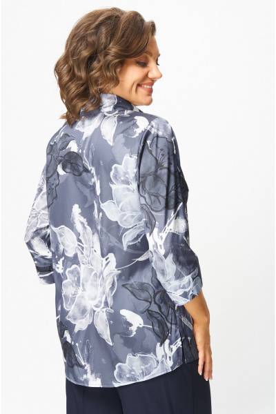 Блуза, брюки БелЭльСтиль 877-3_26_22+596-2_79_22 синий принт+синий - фото 9