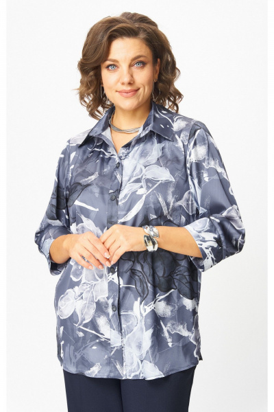 Блуза, брюки БелЭльСтиль 877-3_26_22+596-2_79_22 синий принт+синий - фото 7