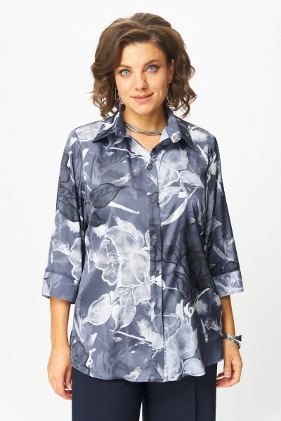 Блуза, брюки БелЭльСтиль 877-3_26_22+596-2_79_22 синий принт+синий - фото 6