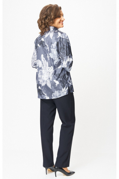 Блуза, брюки БелЭльСтиль 877-3_26_22+596-2_79_22 синий принт+синий - фото 5