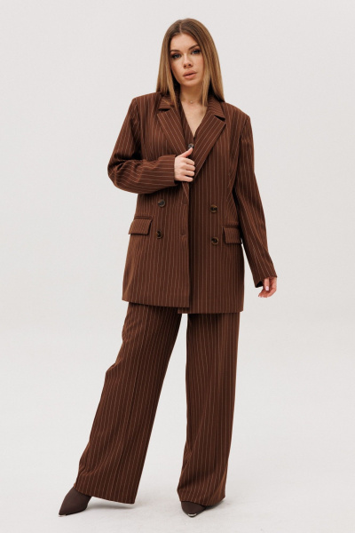 Брюки, жакет, жилет Amberа Style 3018-1 шоколад - фото 1