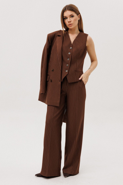 Брюки, жакет, жилет Amberа Style 3018-1 шоколад - фото 7