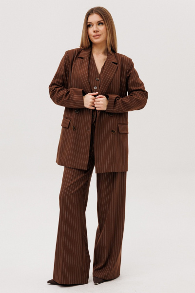 Брюки, жакет, жилет Amberа Style 3018-1 шоколад - фото 6