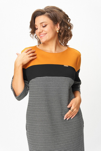 Платье Michel chic 2188 горчица-гусиная_лапка - фото 6