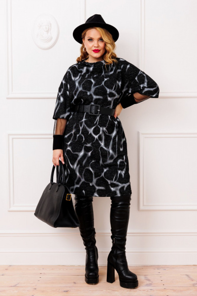 Платье AGATTI 5814-1 черный_с_серым - фото 4