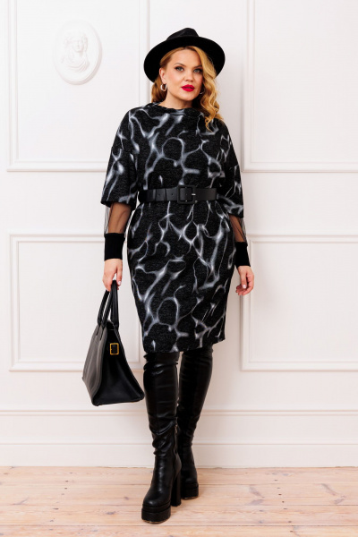 Платье AGATTI 5814-1 черный_с_серым - фото 1