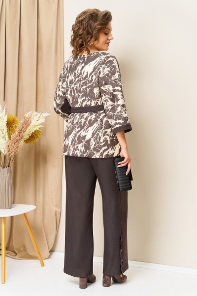 Брюки, джемпер VOLNA 1426 шоколадно-бежевый - фото 9