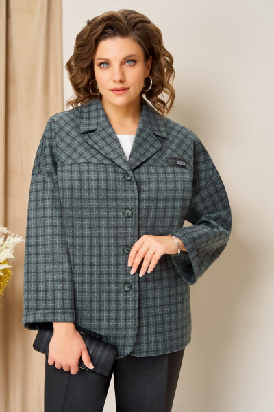 Блуза, брюки, жакет VOLNA 1436 мятно-графитовый - фото 2