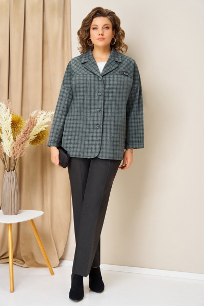 Блуза, брюки, жакет VOLNA 1436 мятно-графитовый - фото 1