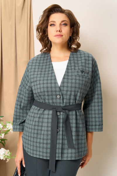 Блуза, брюки, жакет VOLNA 1437 мятно-графитовый - фото 7