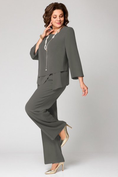 Брюки, туника Мишель стиль 1342 оливково-серый - фото 2