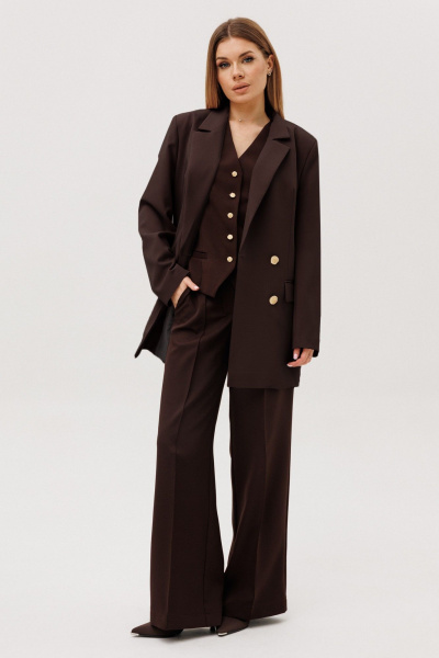 Брюки, жакет, жилет Amberа Style 3018-2 шоколад - фото 1