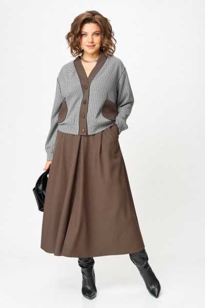 Бомбер, юбка Aira Style 24131-1 шоколадный - фото 1
