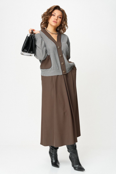 Бомбер, юбка Aira Style 24131-1 шоколадный - фото 14