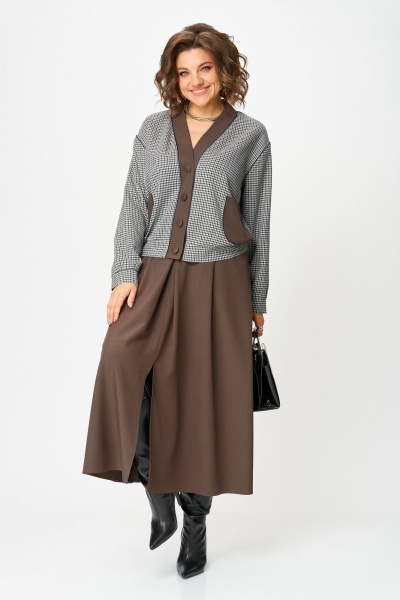 Бомбер, юбка Aira Style 24131-1 шоколадный - фото 3