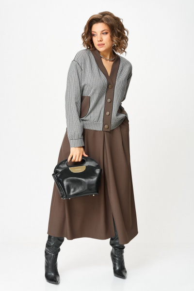 Бомбер, юбка Aira Style 24131-1 шоколадный - фото 2