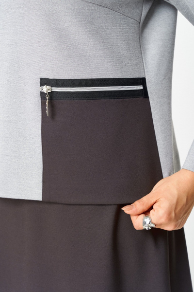 Туника, юбка Aira Style 24132 серо-коричневый - фото 10