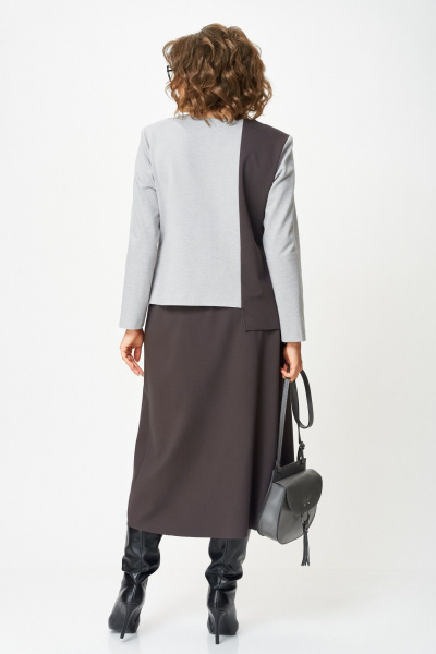 Туника, юбка Aira Style 24132 серо-коричневый - фото 9