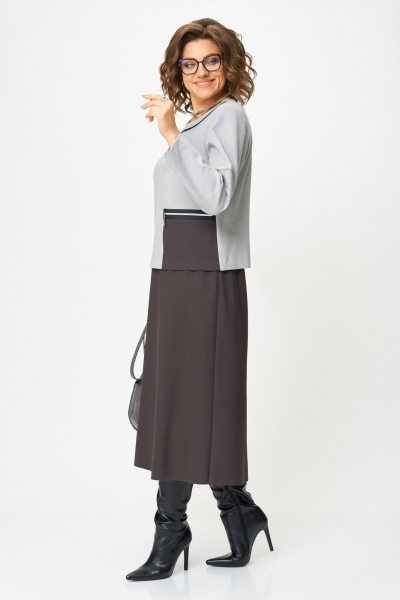 Туника, юбка Aira Style 24132 серо-коричневый - фото 6