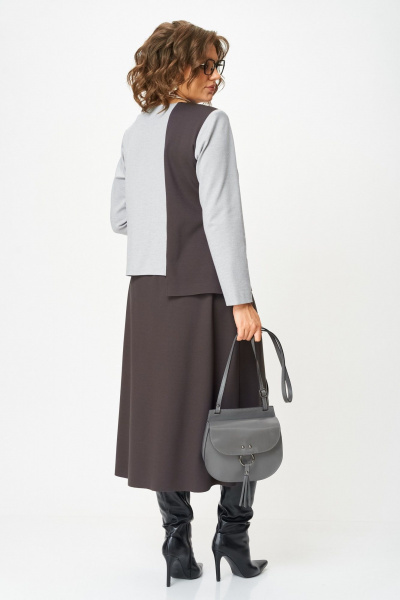 Туника, юбка Aira Style 24132 серо-коричневый - фото 3