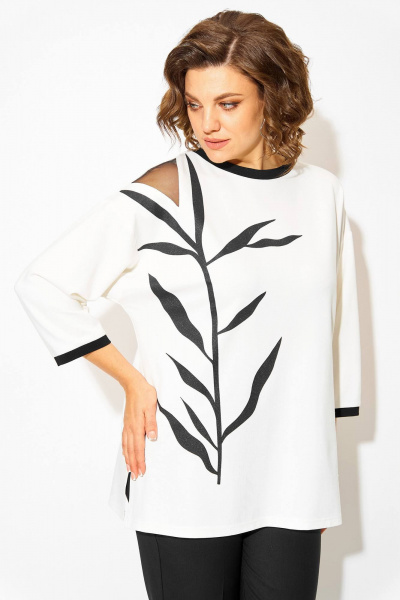 Блуза, брюки Liliana 1495БрПн черно-белый - фото 5