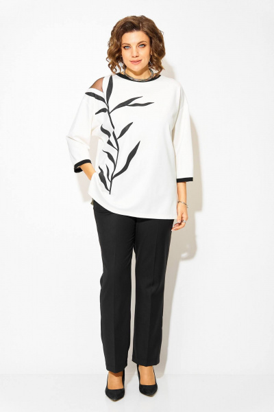 Блуза, брюки Liliana 1495БрПн черно-белый - фото 4