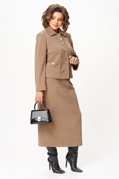 Жакет, юбка Aira Style 24115А бежевый - фото 10
