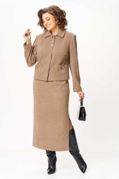 Жакет, юбка Aira Style 24115А бежевый - фото 6