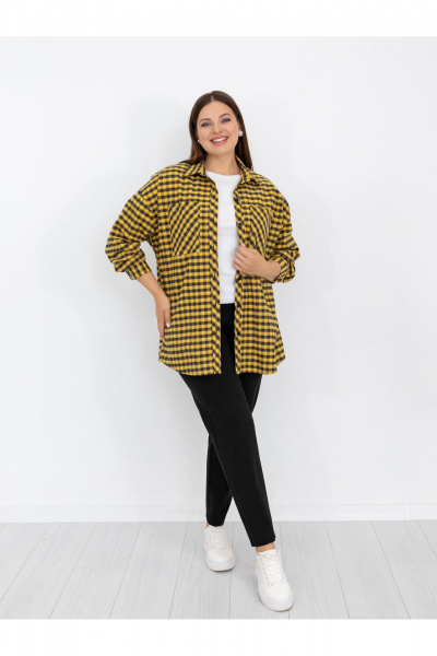 Рубашка Ollsy 02122 черно-желтый - фото 5