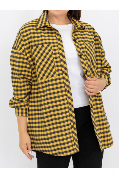 Рубашка Ollsy 02122 черно-желтый - фото 4