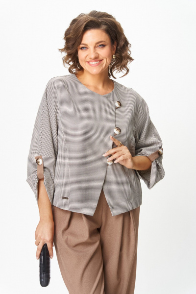 Брюки, жакет Michel chic 1436/1 бежевый_клетка - фото 8