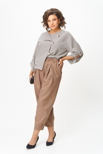 Брюки, жакет Michel chic 1436/1 бежевый_клетка - фото 7