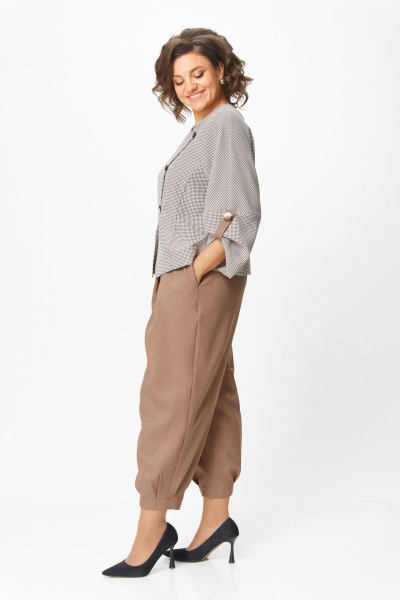 Брюки, жакет Michel chic 1436/1 бежевый_клетка - фото 3