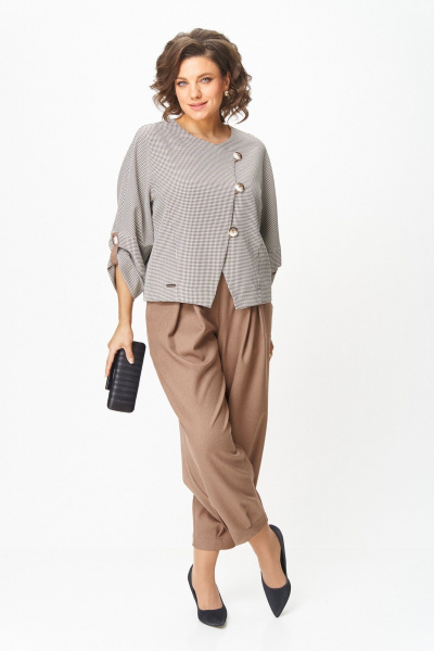 Брюки, жакет Michel chic 1436/1 бежевый_клетка - фото 2