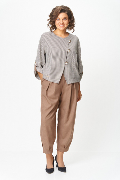 Брюки, жакет Michel chic 1436/1 бежевый_клетка - фото 1