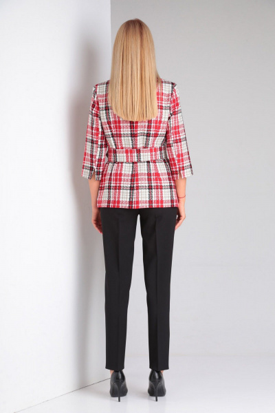 Брюки, жакет, топ Gamma Gracia 312 черный малиново-серая клетка - фото 5