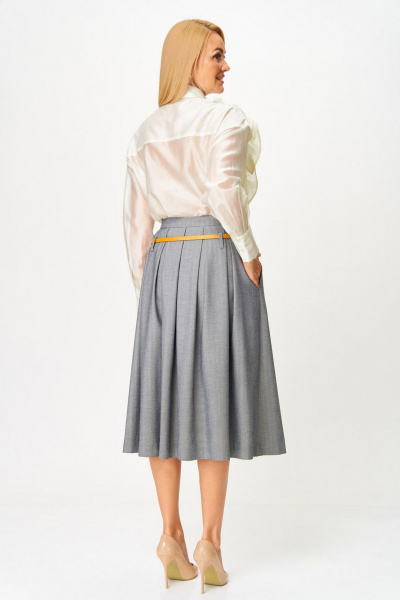 Блуза, ремень, юбка Gamma Gracia 870 серый сливочный - фото 5
