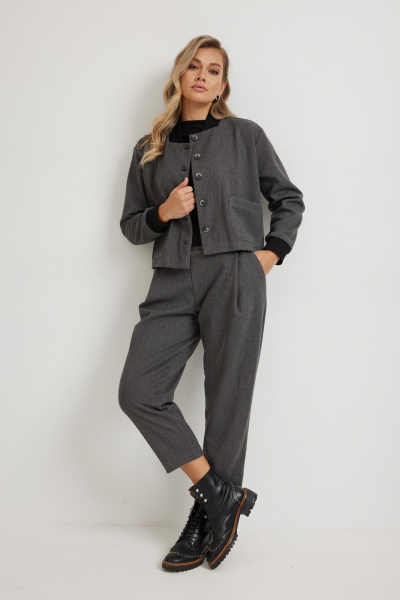 Блуза Mirolia 1273 серая_ёлочка - фото 9