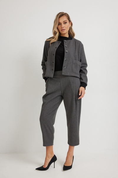 Блуза Mirolia 1273 серая_ёлочка - фото 7