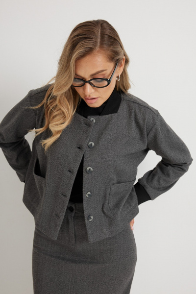 Блуза Mirolia 1273 серая_ёлочка - фото 2