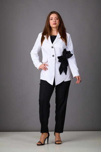 Брюки, жакет Rosheli 1164 белый/черный - фото 4